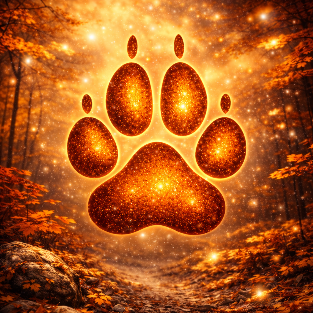 Sous-verre Alpha en 4 saisons – Loup Alpha en automne, dos liège – Sublimat Hél23